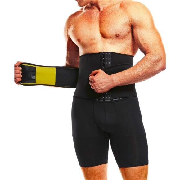 Waist Trainer for Men Sweat Belt - Sauna Trimmer Stomach Wraps Workout Band - Picture 2 of 7